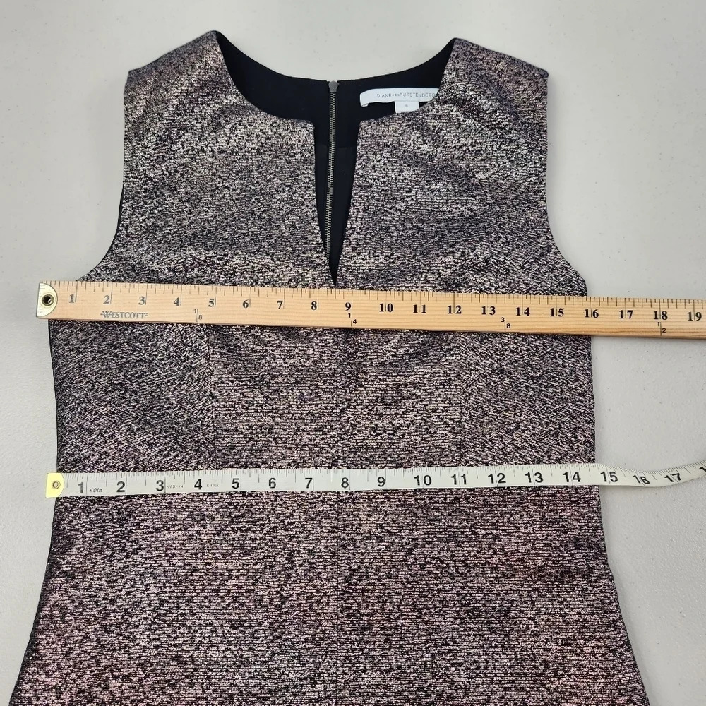 DVF Diane Von Furstenberg Yvette Metallic Lined Dress Size 6 - Picture 12 of 12
